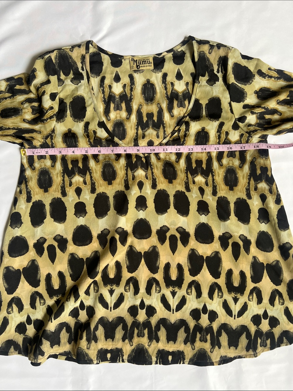 Show Me Your‎ Mumu Tan/Black Bell Sleeve Blouse Maximalist Concert Statement - Picture 4 of 9
